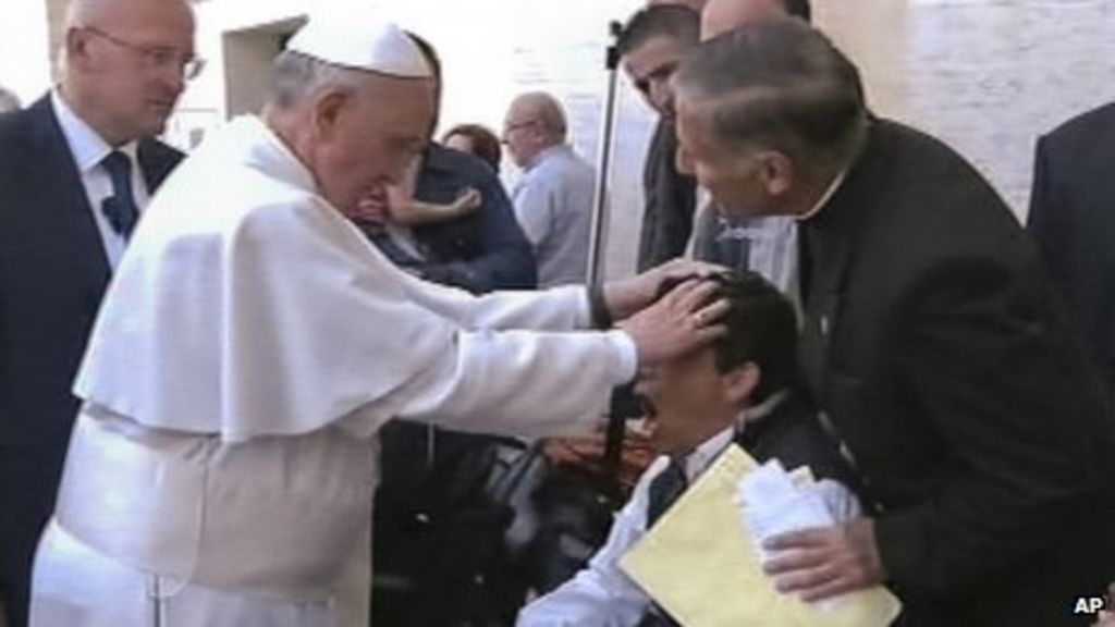 Pope Francis allegedly conducting an exorcism.